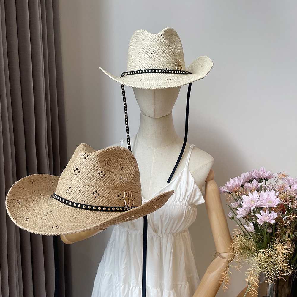 New Wide Brim Cowboy Straw Hat - Cowboy Hat Straw 评论和价格
