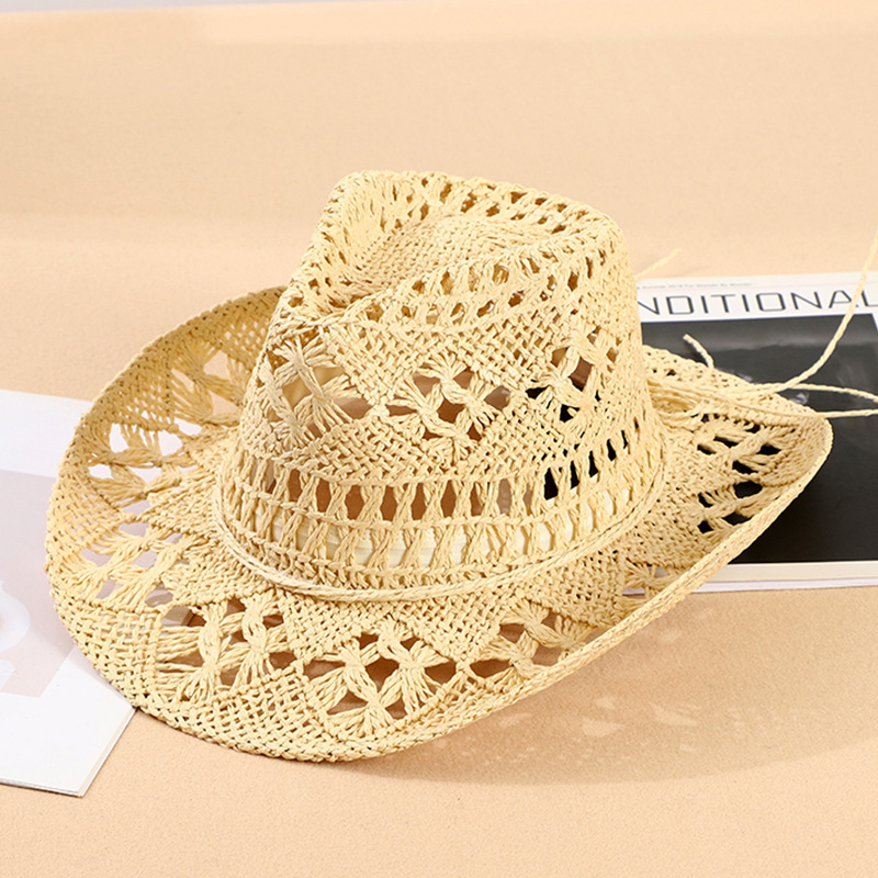Women Hollow Crochet Cowboy St - Cowboy Hat Straw 评论和价格